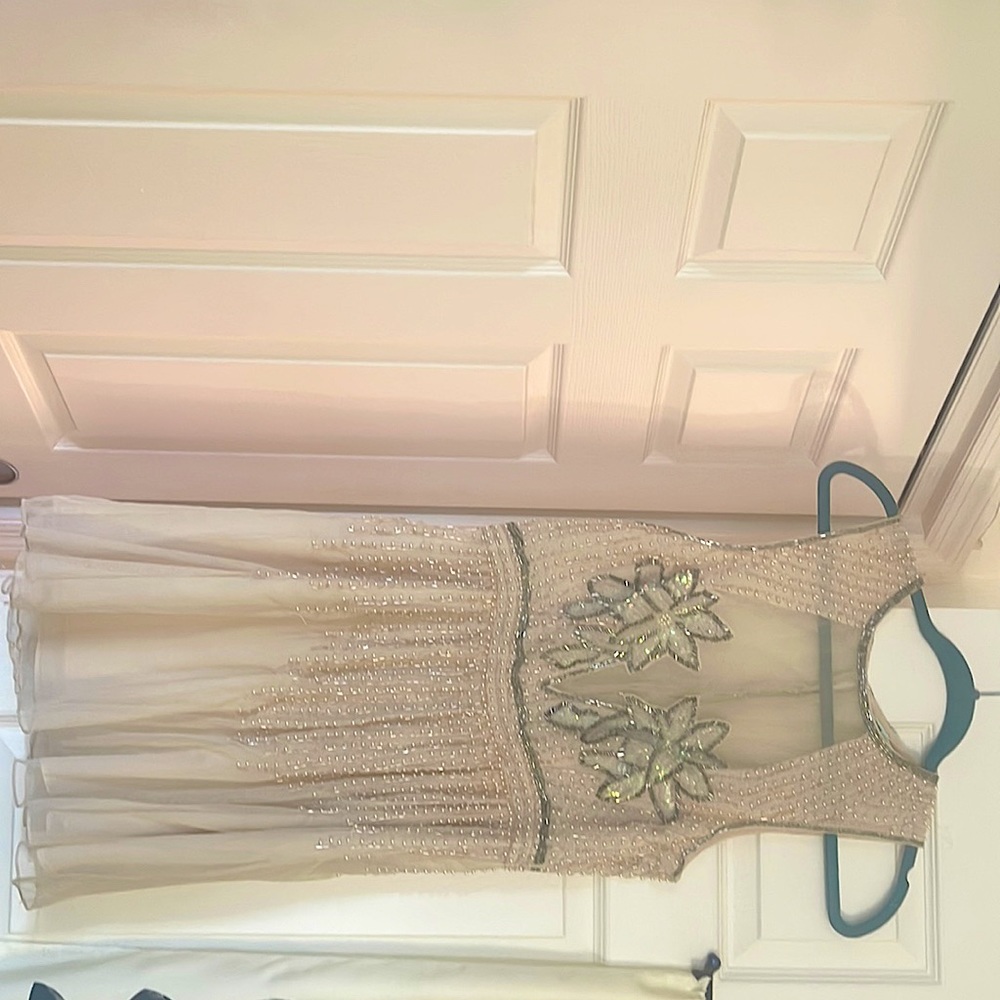 Kimchi Blue white dress with gorgeous pearl and iridescent sequin detail!